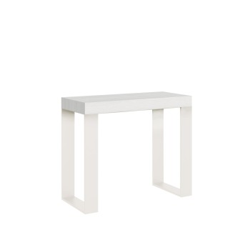 Consola Tecno con estructura Blanco - Consola extensible 90x40/196 cm Tecno Small Fresno Blanco con estructura Blanco