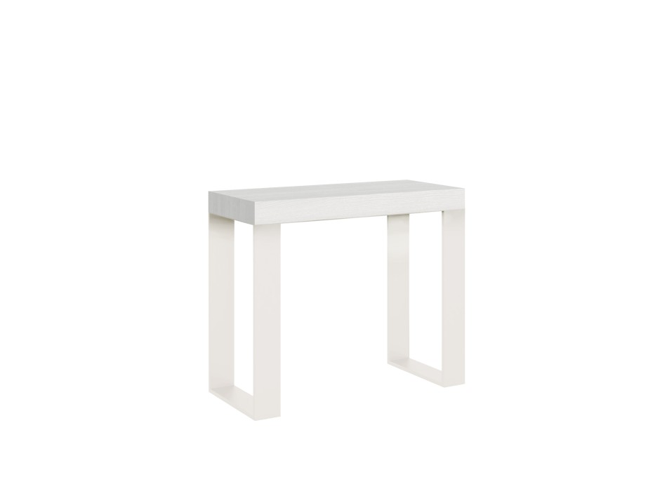 Consola Tecno con estructura Blanco - Consola extensible 90x40/196 cm Tecno Small Fresno Blanco con estructura Blanco