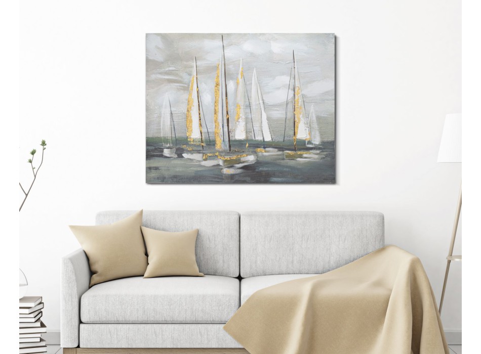 PINTURA SOBRE LIENZO BARCO DE ORO