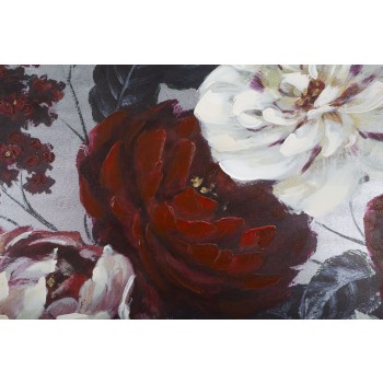 PINTURA SOBRE LIENZO FLOR BLANCA/ROJA ESPALDA OSCURO