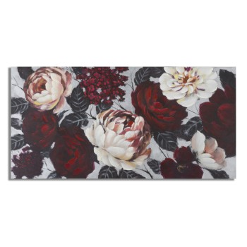 PINTURA SOBRE LIENZO FLOR BLANCA/ROJA LIGHTBACK 150X3,8X76