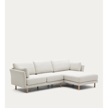 Sofá 3 plazas Gilma chaise longue tela perla derecha/izquierda 261 cm