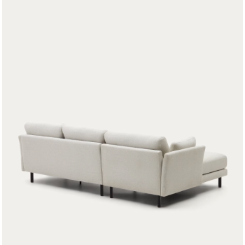 Sofá 3 plazas Gilma chaise longue tela perla derecha/izquierda 261 cm