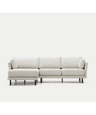 Sofá 3 plazas Gilma chaise longue tela perla derecha/izquierda 261 cm