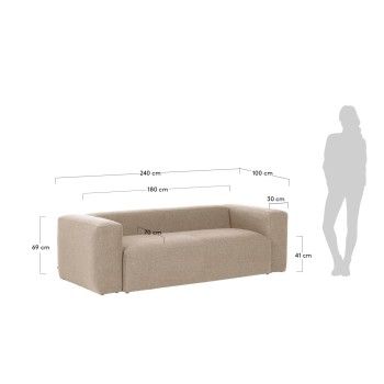 Divano Blok 3 posti beige 240 cm