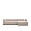 Sofá Blok 3 plazas beige con chaiselongue derecho 300 cm