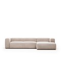 Sofá Blok 4 plazas beige con chaiselongue derecho 330 cm