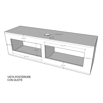 Isoka Elements - Mueble TV Flap con prensaestopas L.133.6 H.40 D.39.2 con pies Roble Natural