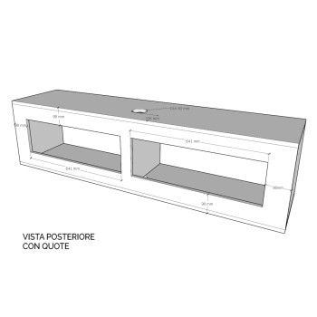 Isoka Elements - Mueble TV Flap con prensaestopas L.153.6 H.40 D.39.2 con pies Roble Natural