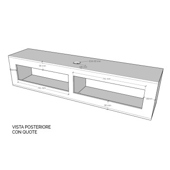 Isoka Elements - Mueble TV Flap con prensaestopas L.173.6 H.40 P.39.2 con pies Roble Natural