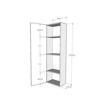 Isoka Elements - Mueble de pared columna L.60 H.210.3 P.39.2 izquierda-derecha Roble natural