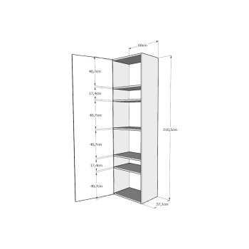 Isoka Elements - Mueble de pared columna L.60 H.210.3 P.39.2 izquierda-derecha Roble natural