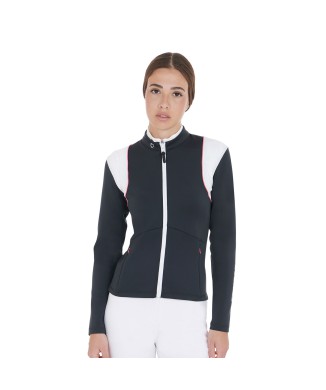 SUDADERA DE MUJER DE TEJIDO TÉCNICO CON INSERCIONES PERFORADAS