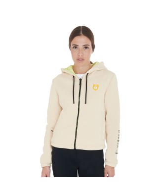 CHAQUETA DE MUJER REVERSIBLE CON CREMALLERA Y CAPUCHA