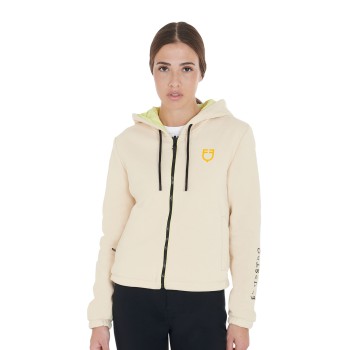 CHAQUETA DE MUJER REVERSIBLE CON CREMALLERA Y CAPUCHA