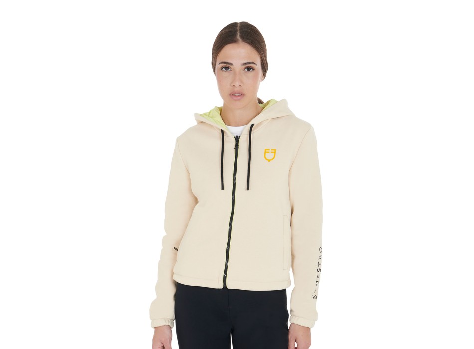 CHAQUETA DE MUJER REVERSIBLE CON CREMALLERA Y CAPUCHA