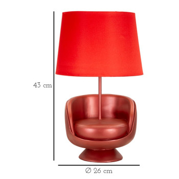 LÁMPARA DE NOCHE ROJA MIDCENTURY