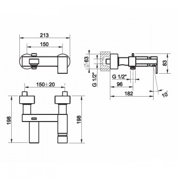 Mezclador monomando externo para bañera 20013 GESSI