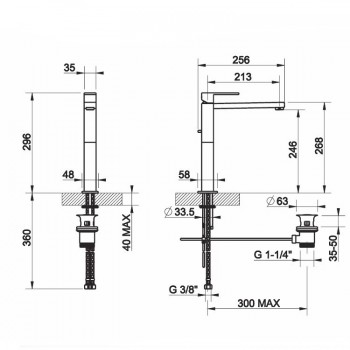 Mezclador monomando alto de lavabo con desagüe 11923 GESSI