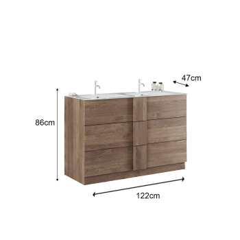 Mueble de baño JUPITER con doble seno y 2 o 3 cajones