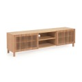 Mueble TV Beyla 2 puertas de madera maciza y chapada en roble 180 x 49,5 cm FSC100%