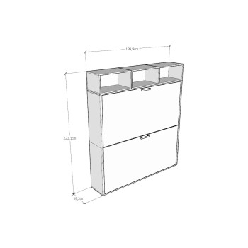 Mod.KANDO doble fresno blanco con mueble - Cama doble Kando Fresno Blanco composición L