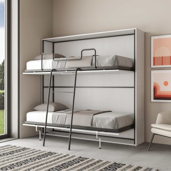 Mod.KANDO Doble - Cama doble horizontal Kando en Fresno Blanco