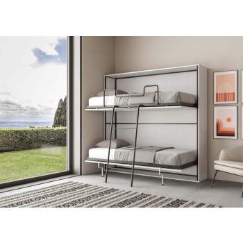 Mod.KANDO Doble - Cama doble horizontal Kando en Fresno Blanco