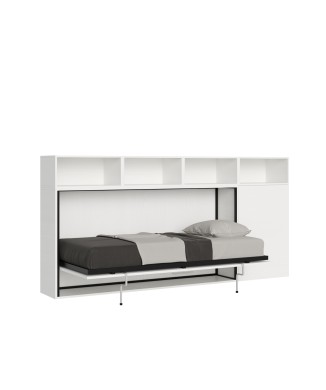 Mod.KANDO cama individual fresno blanco con mueble - Cama individual Kando Fresno Blanco composición A