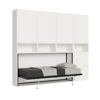 Mod.KANDO cama individual fresno blanco con mueble - Cama individual Kando Fresno Blanco composición C con colchón