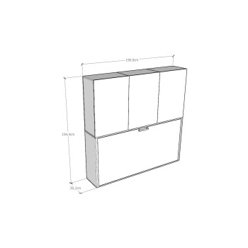 Mod.KANDO cama individual fresno blanco con mueble - Cama individual Kando Fresno Blanco composición D