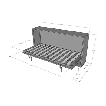 Mod.KANDO Single - Cama horizontal individual Kando en Fresno Blanco