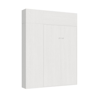 Mod.Kentaro 1/2 - Cama 120 Kentaro Fresno Blanco con columna - mueble alto con popa - mueble alto sobre columna