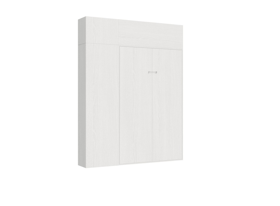 Mod.Kentaro 1/2 - Cama 120 Kentaro Fresno Blanco con columna - mueble alto con popa - mueble alto sobre columna