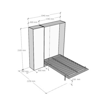 Mod.Kentaro 1/2 - Cama 120 Kentaro Fresno Blanco con columna izquierda-derecha