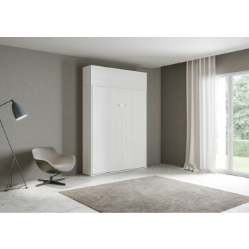 Mod.Kentaro 1/2 - Cama 120 Kentaro Fresno Blanco con mueble alto abatible