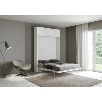 Mod.Kentaro 1/2 - Cama 120 Kentaro Fresno Blanco con mueble alto abatible