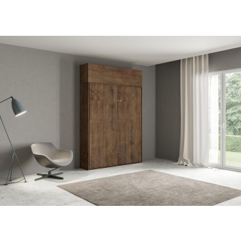 Mod.Kentaro 1/2 - Cama 120 Kentaro Fresno Blanco con mueble alto abatible