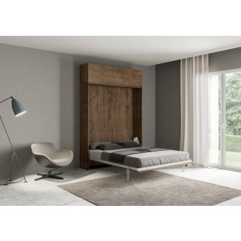 Mod.Kentaro 1/2 - Cama 120 Kentaro Fresno Blanco con mueble alto abatible