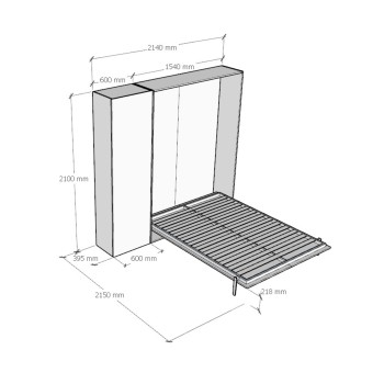 Kentaro Francés Mod. - Cama 140 Kentaro Fresno Blanco con columna izquierda-derecha