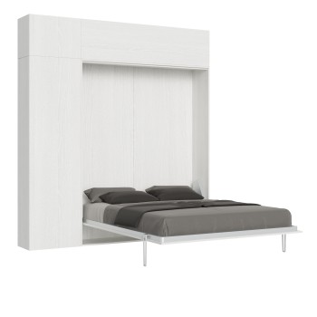 Mod.Kentaro Doble - Cama doble Kentaro Fresno Blanco con columna - mueble suspendido - mueble alto sobre columna