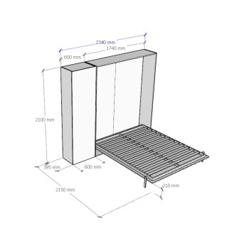 Kentaro Doble Mod. - Cama doble Kentaro Fresno Blanco con columna izquierda-derecha