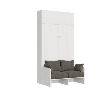 Mod.Kentaro Sofá 1/2 - Cama 120 Kentaro Sofá Fresno Blanco con mueble suspendido