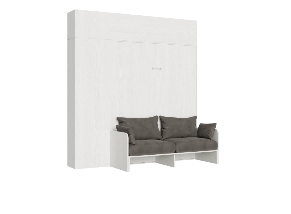 Mod.Kentaro Sofà Double - Sofá cama doble Kentaro Fresno Blanco con columna - mueble alto con espejo de popa - mueble alto sobre columna