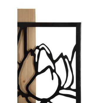 PANEL DE PARED LOTUS DE HIERRO Y MADERA