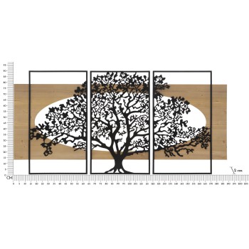 JUEGO DE PANELES DE PARED DE HIERRO Y MADERA DE ÁRBOL 3PZS