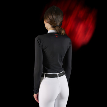 Polo de competición mujer Equestro Ridertechnology de manga larga y cremallera