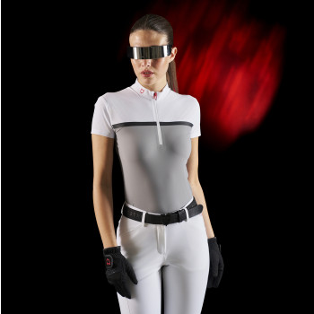 Polo de competición mujer Equestro Ridertechnology tejido perforado