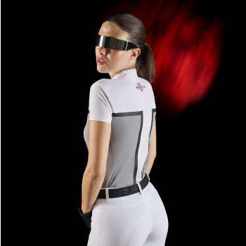 Polo de competición mujer Equestro Ridertechnology tejido perforado