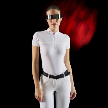 Polo de competición mujer Equestro Ridertechnology tejido perforado